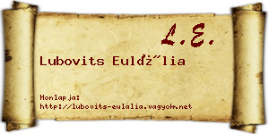Lubovits Eulália névjegykártya